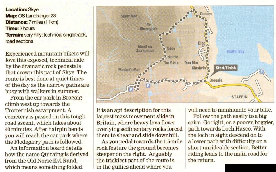 Mountain Bike route for the Trotternish Ridge on Island of Skye